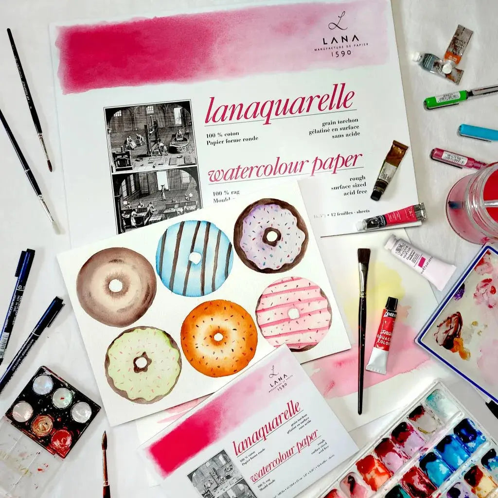 Lana Artists' Watercolour - Lanaquarelle Natural White 300 GSM,100% Cotton Paper(Poly Pack) Lana